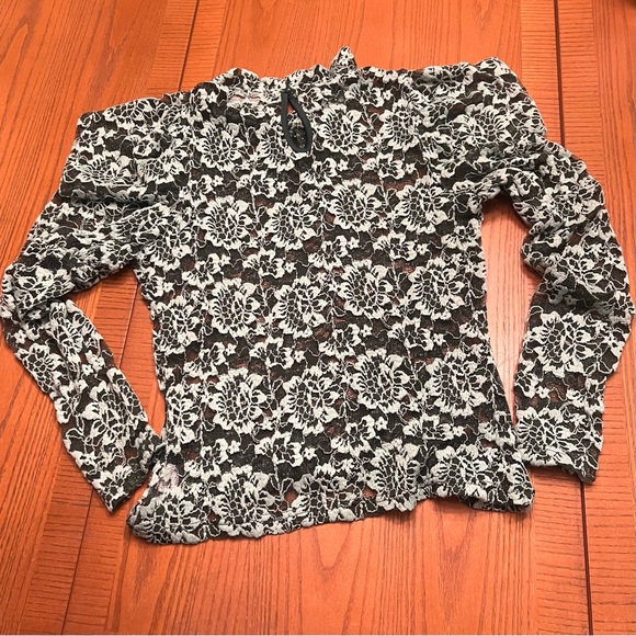 Anthropologie Dolan Left Coast Sheer Lace Mock Neck Long Sleeve Top Green XS - Picture 7 of 13